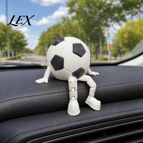 Bendable Football Character Toy 3D Printed Soccer Ball Buddy Figurine with Articulated Legs, Decorative Sports Collectible, Tough Material Statue