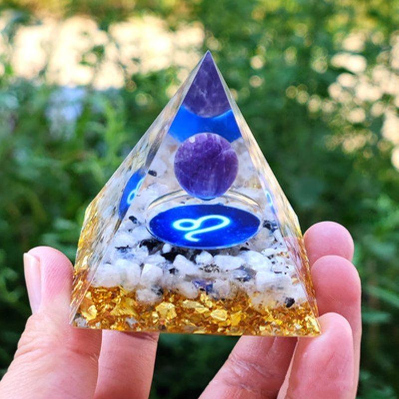 Orgonite Chakra Energy Pyramid Amethyst Crystal Home Decor Meditation Ornament Craft Gift