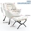 Lazy Chair, Comfy Chairs with Foldable Footstool and a Side Pocket, Simple Style Small Chairs for Bedroom Living Room Balcony