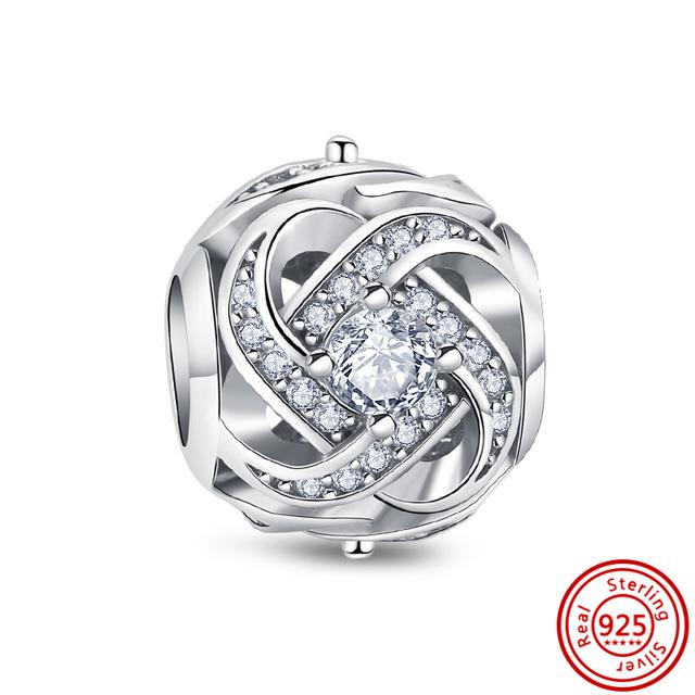 100% стерлингового серебра 925 пробы, прозрачный циркон, снежинка, гербарий, кластер, кулон, бусины, подходят для браслетов, ювелирных изделий