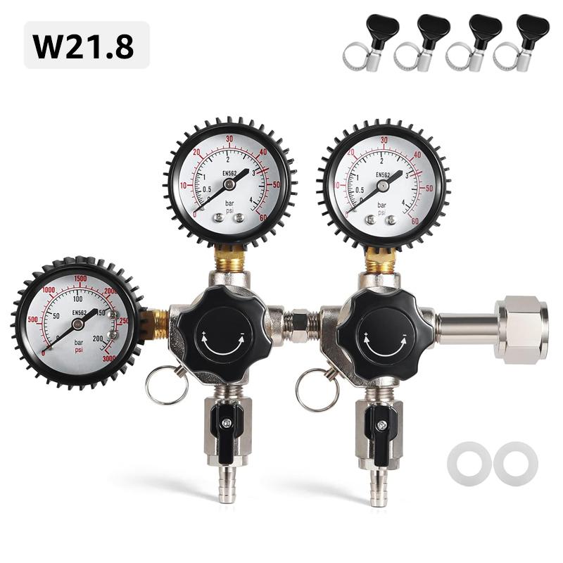 ELECQUEEN Регулятор CO2 для кегератора с двумя зонами давления, входы W21.8 / CGA320, для домашнего пивоварения, система карбонизации пивных кег, газированной воды