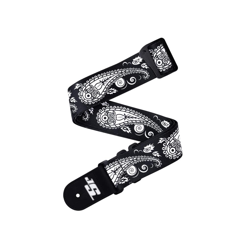 Joe Satriani Swivel Strap with Guitar Paisely D'Addario Twist-Relief "Swivel Loop" Strap, 50JSSV17, Black,