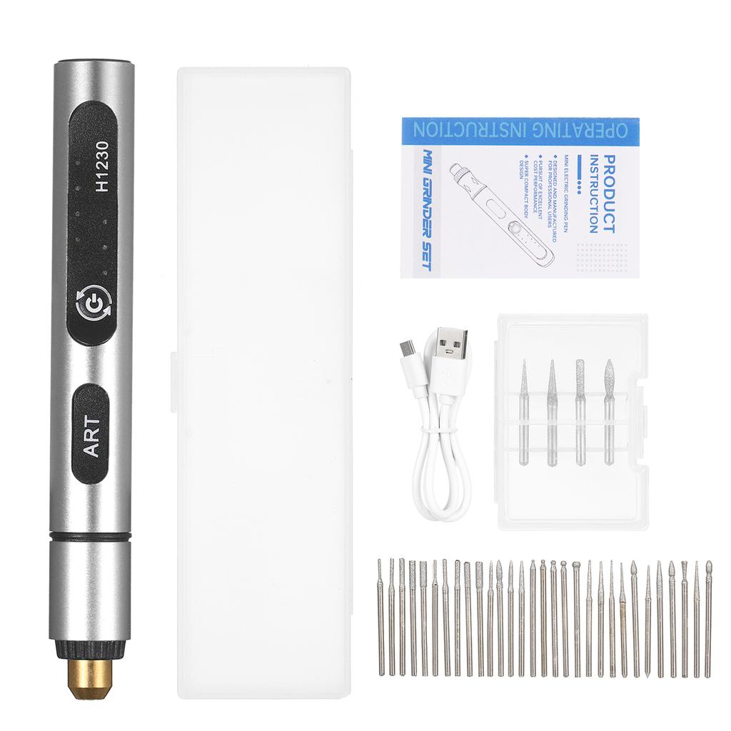 Мини-аккумуляторный вращающийся инструмент, 3 скорости, 5 В, перезаряжаемый набор вращающихся инструментов с 4 шлифовальными насадками, зарядка через USB