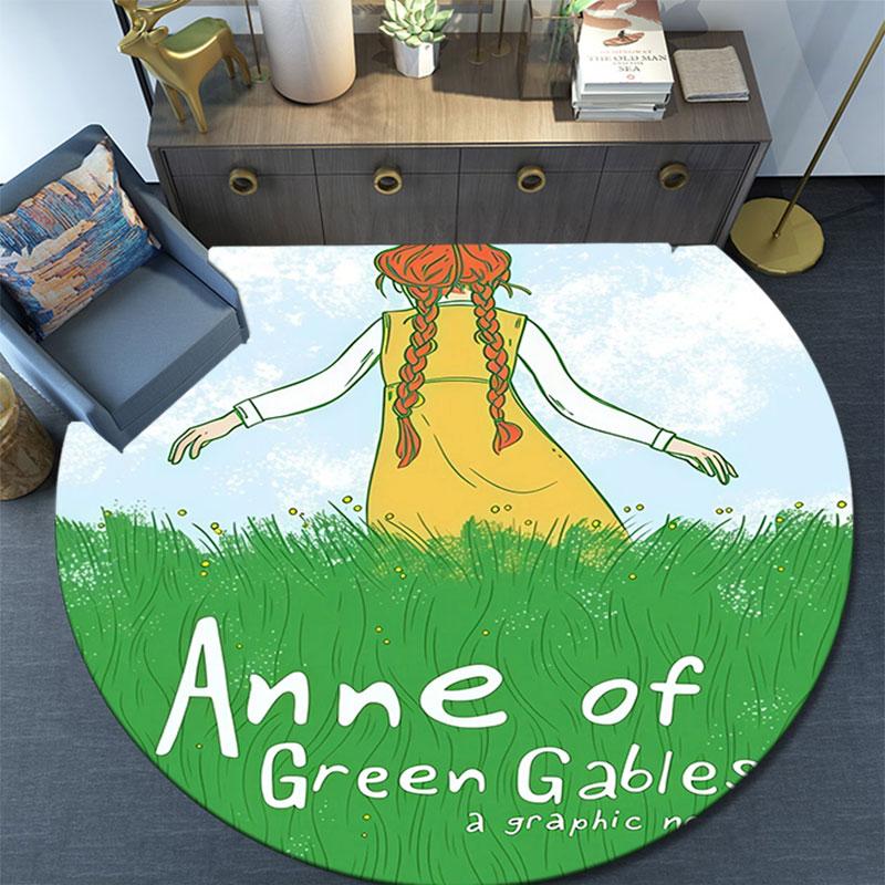 Anne of Green Gables Art pattern round rug,Carpet Rug for Living Room Bedroom Playroom ,Non-slip Floor Mat,Holiday Gifts and Birthday Gifts.