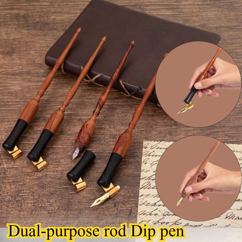 Solid Wood Dip Pen Barrel Dual-purpose Straight/slanted Rod Writing Supplies Student Art Comic Design English Writing Dip Pens