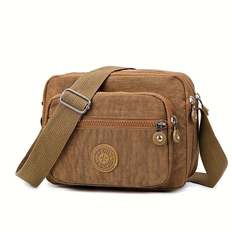 Прочная многослойная сумка через плечо на молнии, нейлоновая квадратная сумка через плечо, идеальная сумка-мессенджер для ежедневного использования