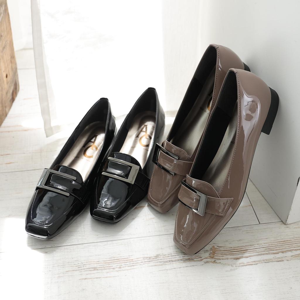 Demeter новая ar he AC Легкие лоферы с квадратным носком из лакированной кожи на низком каблуке, сделано по размеру, размер Женские туфли-лодочки, Япония, 1785-L30 (Черный, 24.5см)