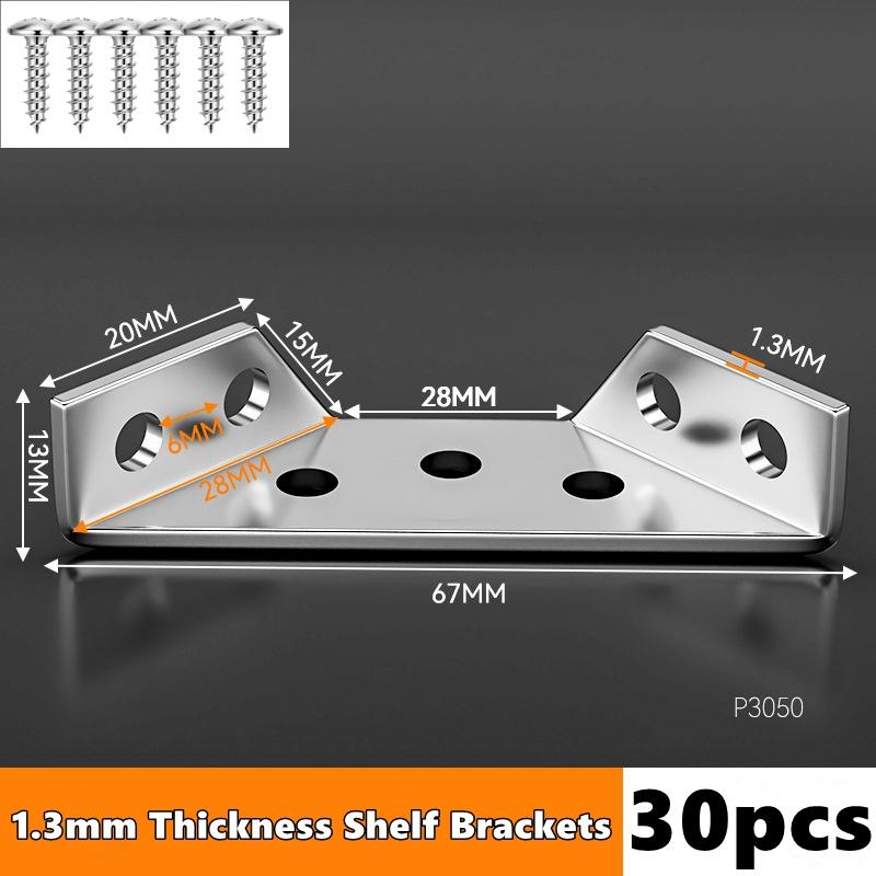 Stainless Steel Corner Braces, Furniture Corner Connectors with Screws,Triangle Shelf Support Brackets for Wood Cabinet Desk Bed