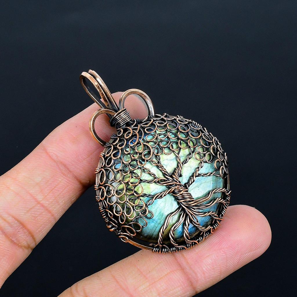 Tree Of Life Labradorite Pendant, 999 Copper Wire Wrap Pendant Gemstone Jewelry, Handmade Pendant Amazing Jewelry, Gift For Her