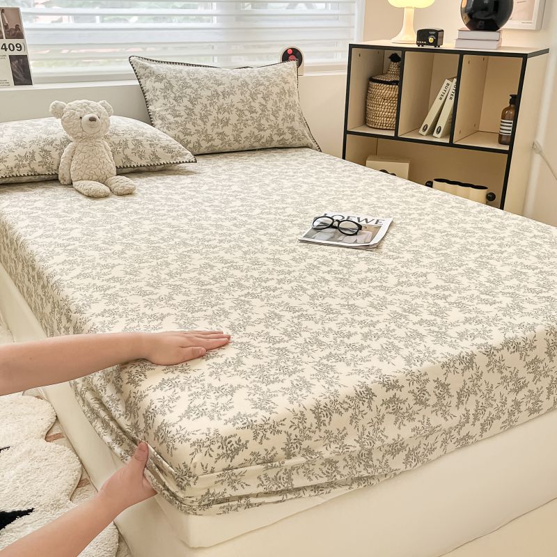 1pc 100% Cotton Fitted Sheet Elastic Bedsheet Breathable Bed Cover Home Bed Linen Sheets Drap De Lit (Pillowcase Need Order)