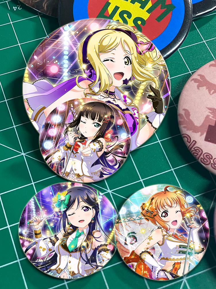 32/44/58mm LoveLive!SuperStar!!Ping An Pansy Tang Coco Round Brooch Clothing Lapel Pin Souvenir Soft Button Decorative Hat Badge