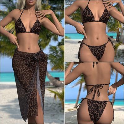 Сексуальный купальник бикини с леопардовым принтом, двухсекционный, быстросохнущий, летний купальник, женственный, стильный, для вечеринки у бассейна, пляжная одежда для отпуска