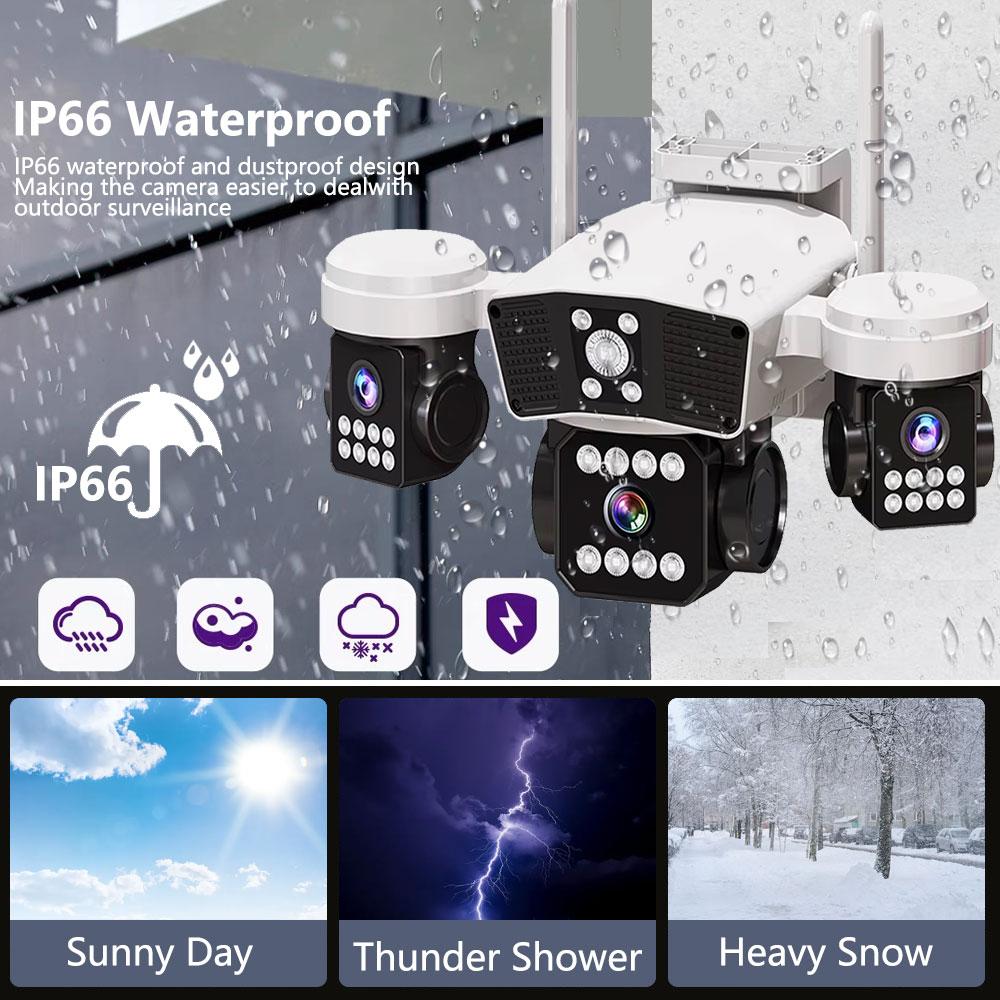 OKAM PRO Outdoor 3 Lens 3 Screen HD 15MP WIFI Camera Mobile Tracking Two-way Intercom Color Night Vision PTZ Security Camera