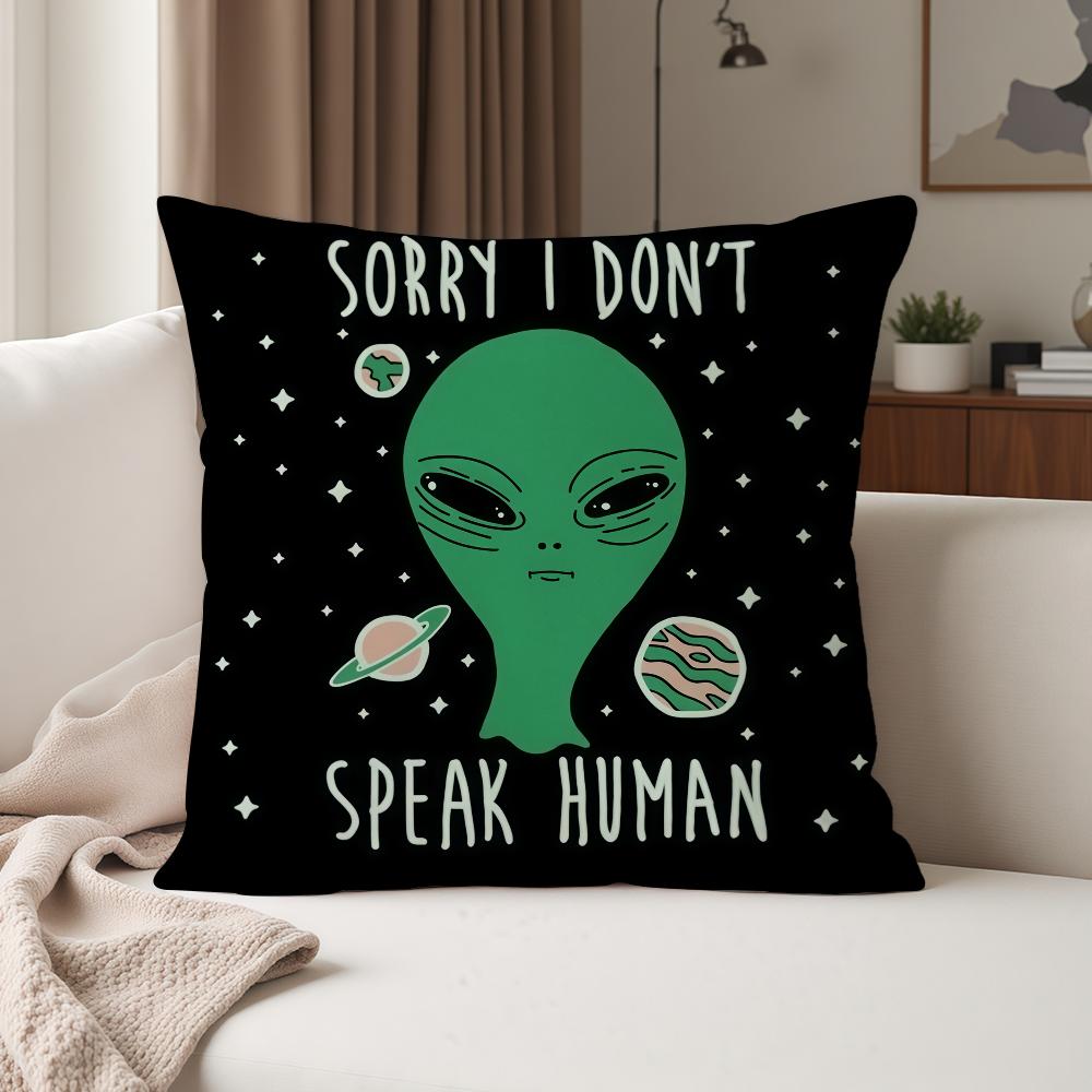 UFO We Come To Party Funny Alien Pillow Case Suitable For Bedrooms Living Rooms Cars Home Decoration