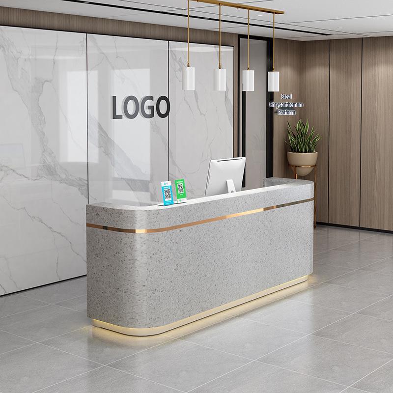 Compact Faux Marble Reception Desk for Salon or Retail