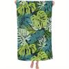 Green Tropical Leaves Beach Towel, Sun Protection Windproof Quick Dry Soft Blanket for Swimming Camping Travel Pool