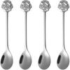 Stainless Steel Coffee Dessert Spoon, Cute Demitasse Spoon for Stirring, Creative Flower Sugar Spoon, 4 Pieces