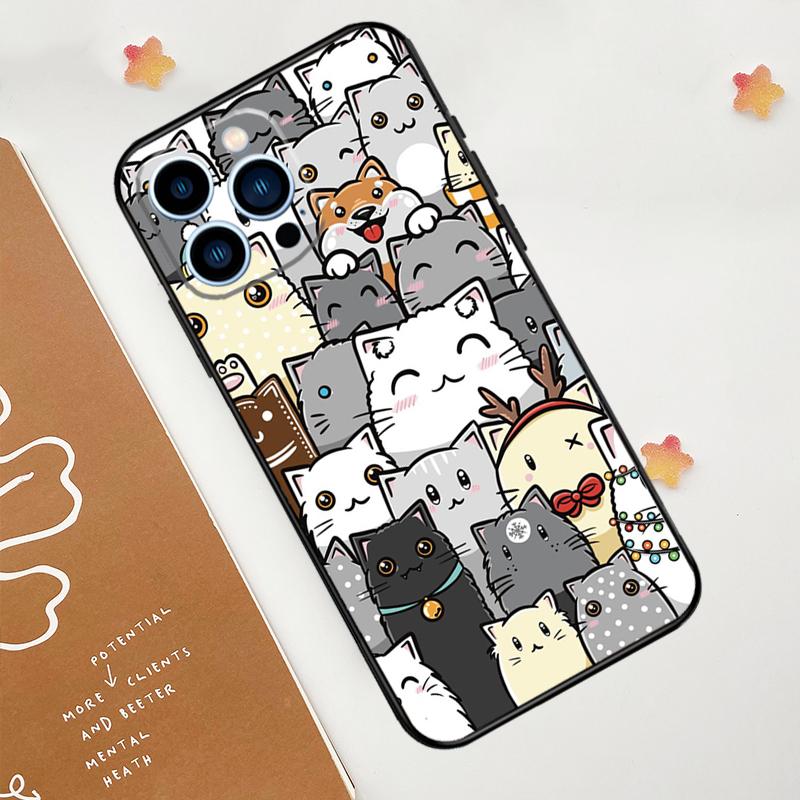 Забавные милые кошки Чехол для телефона Для iPhone 17 Pro Max 11 14 15 16 Pro Max 12 13 mini 16 Plus 16e 17 Air Funda