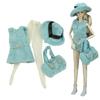 Blue Fashion Doll Outfits for Barbie Clothes Set 1/6 Dolls Accessories For Barbie Vest Coat Pantyhose Hat Handbag Purse Toys