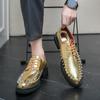 Мужские туфли на шнуровке Классические золотые лакированные туфли из кожи Повседневная обувь Мужские туфли на шнуровке для клуба Вечеринка мужские оксфорды Мокасины Балетки