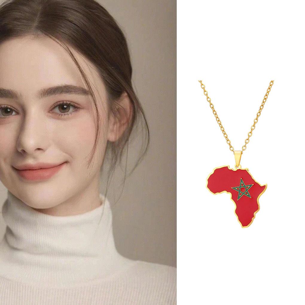 Ожерелье с подвеской в виде флага карты Марокко, стильное ожерелье с подвеской в виде карты Марокко, уникальные ожерелья
