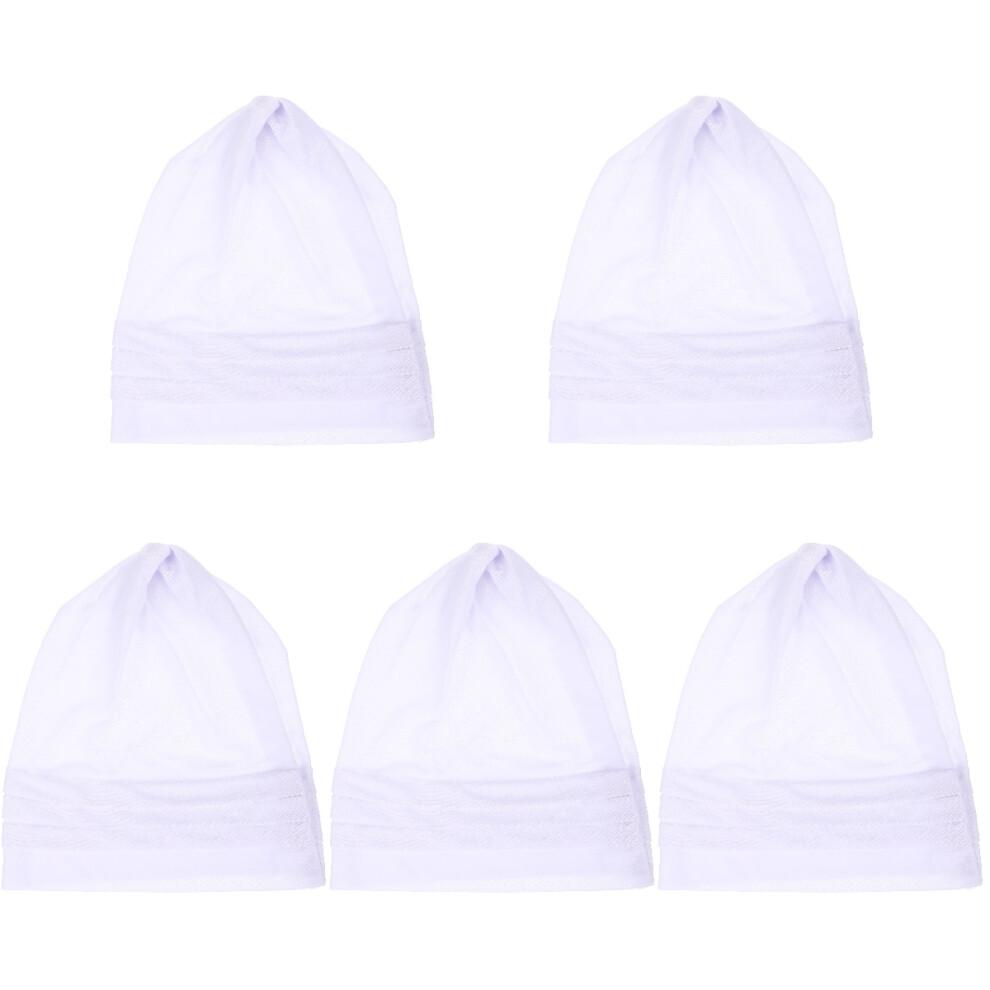 5Stk Atmungsaktive Baumwoll Schlafhaube Weiß Komfort Bonnet Für Damen