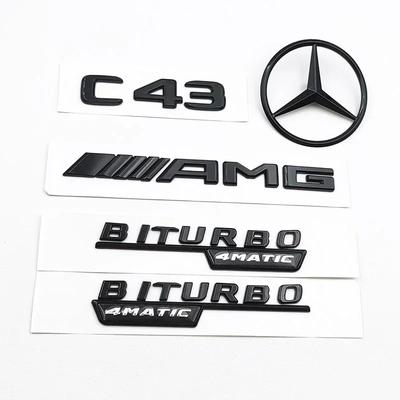 3D ABS Черный Логотип C43 Буквы BITURBO 4MATIC Шильдик Наклейка Звезда на Заднюю Часть Автомобиля BITrunk Эмблема AMG Mercedes Benz AMG W205 W206 C205