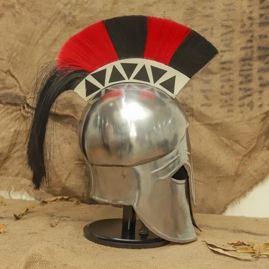 Шлем ручной работы греческий коринфский серебряный доспех спартанского воина плюмаж гребень реквизит для косплея
