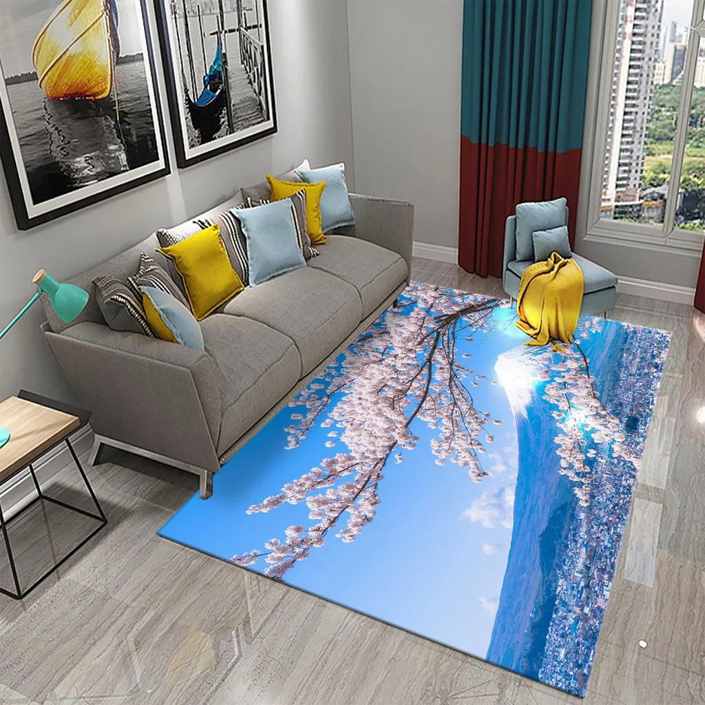 3D Ковер с узором розовой сакуры для гостиной, спальни, кухонной зоны, ковер, домашний декор, коврик для пола в гостиную, противоскользящий ковер