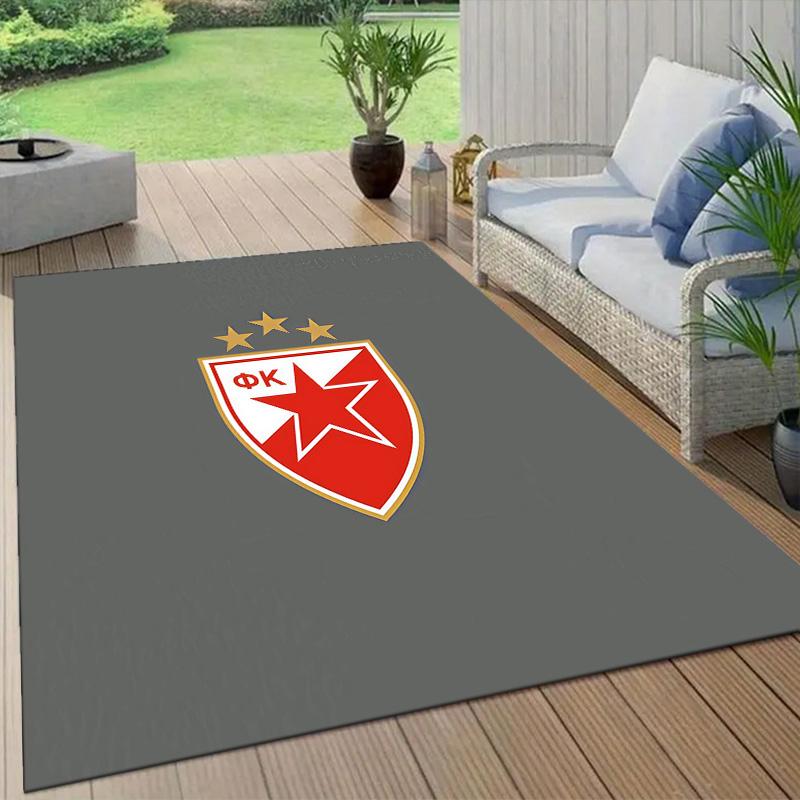 Crvena zvezda2 Flannel Pattern Square Carpet,Area Rug,Carpet Rug for Living Room Bedroom Sofa Playroom Decor,Non-slip Floor Mat