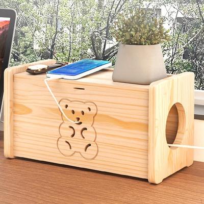 Коробка для укладки кабелей для дома и офиса 12,99x6,3x7,09 дюймов, пылезащитный деревянный органайзер для шнуров