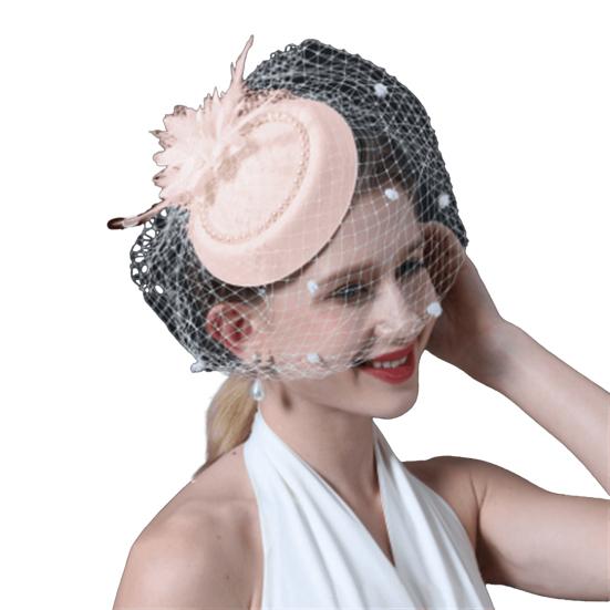 Top Hat Hair Accessories Faux Pearls Feather Flower Veil Decor Dance Headdress Fascinator Headpiece Fashion Accessory