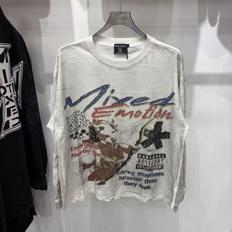 2026 Unisex Retro Angel Letter Print Long Sleeve T-Shirt Cotton