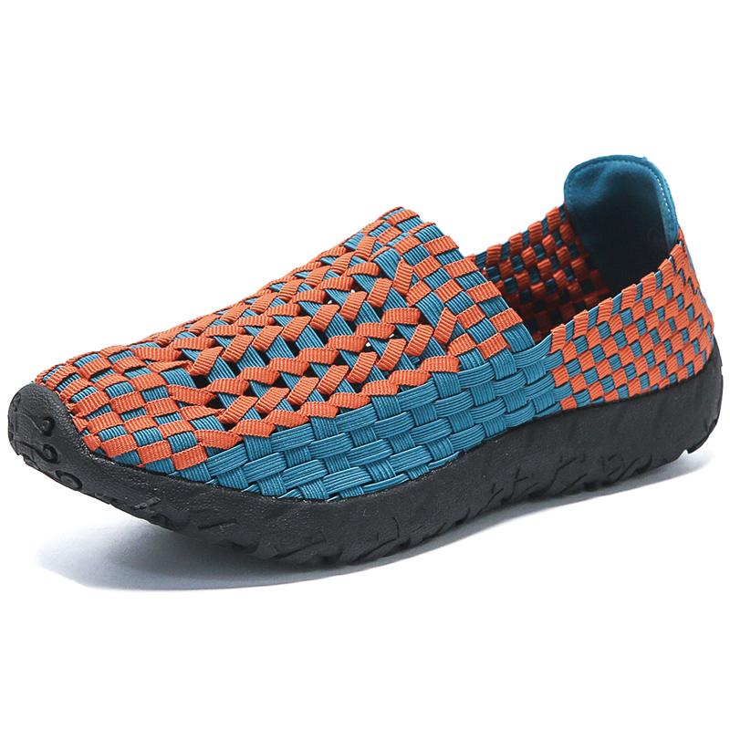 Летние мужские кроссовки черного цвета с плетением, пляжные, мягкие, легкие, спортивные туфли, повседневные, дышащие, без застежек, туфли на плоской подошве