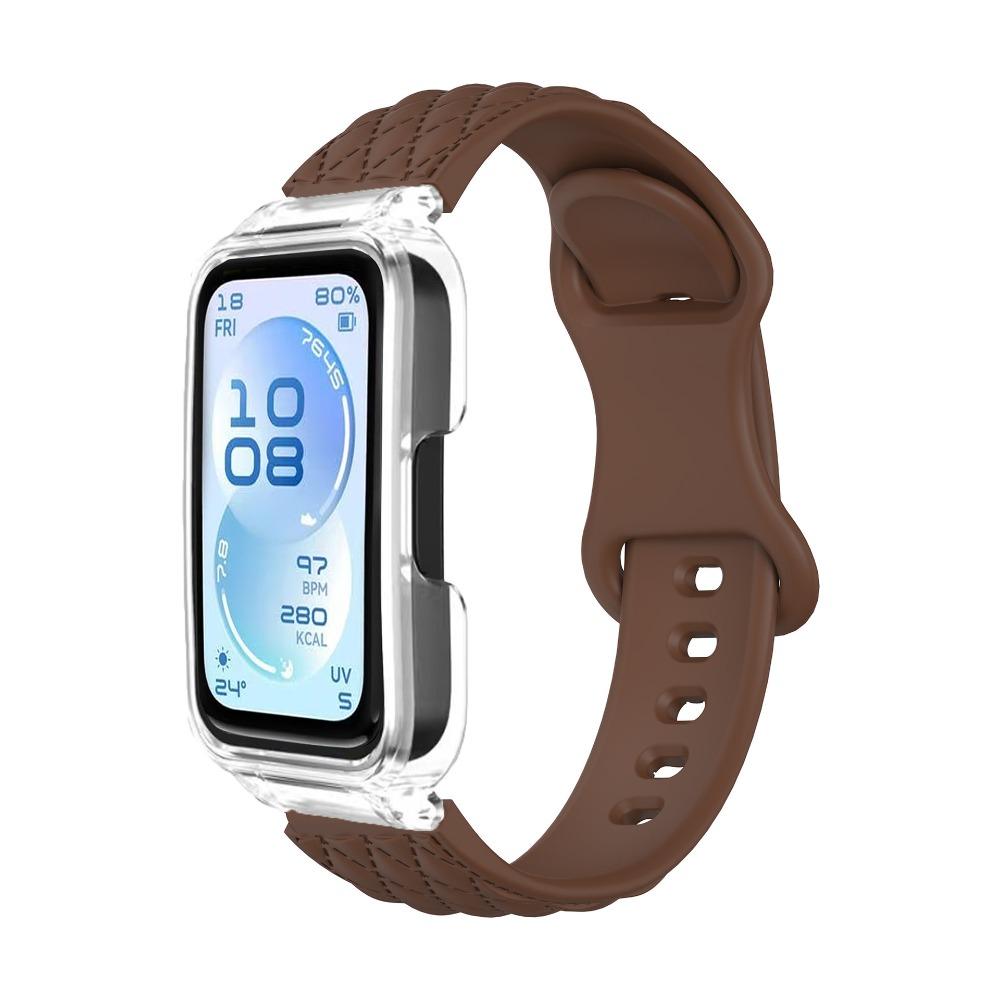 Микроволновый узор Однотонный ремешок + ПК-чехол для Huawei Band 11/11pro Мягкий силиконовый спортивный ремешок для часов для Huawei Band 11/11pro