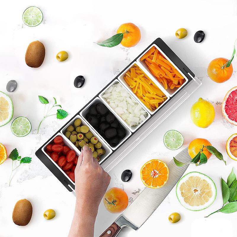 Контейнер для приправ Fruit Box 4-6 секций с крышкой, большая вместимость, барная разделенная фруктовая чаша, бытовой контейнер для приправ, хранение продуктов
