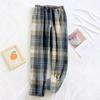 Женские пижамные штаны, плюшевые пижамные штаны с мягкой эластичной талией, клетчатые штаны с 2 карманами