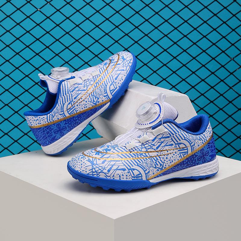 Children's Football Shoes Girls' Rotating Buckle Primary School Students' Training Shoes Artificial Grass Flat-bottomed Broken Nail Sneakers Boys' Sh