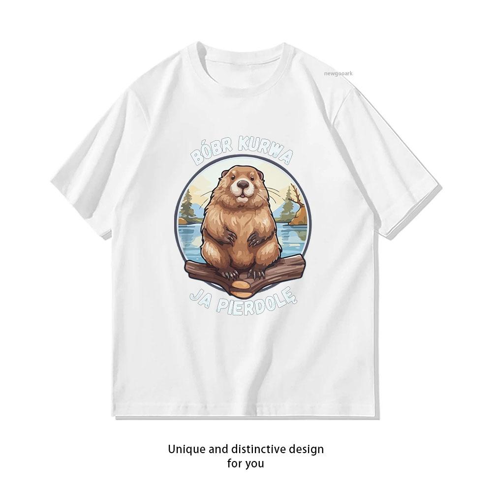Bóbr Kurwa Ja pierdolę Meme Tshirt Woman Man Summer Oneck Breathable Graphic T Shirts Casual Outdoors Tops Tee