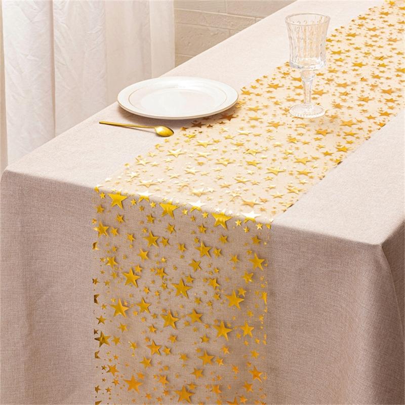 Gold Star Designs 5M Table Cover Polyester Fabric for Wedding Birthday Party and Holiday Table Setting Decoration