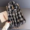 Korean Style Plaid Winter Women's Imitation Cashmere Scarf Shawls and Wraps Thicked Warm  Female Long Tassel Blanket Scarves
