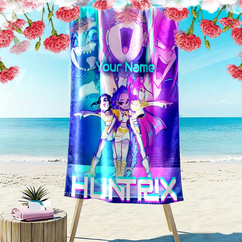 Custom NameSuperhero Team Beach Towel Soft Microfiber Summer Towel Quick Dry Absorbent Towel for Beach Swimming Pool Travel