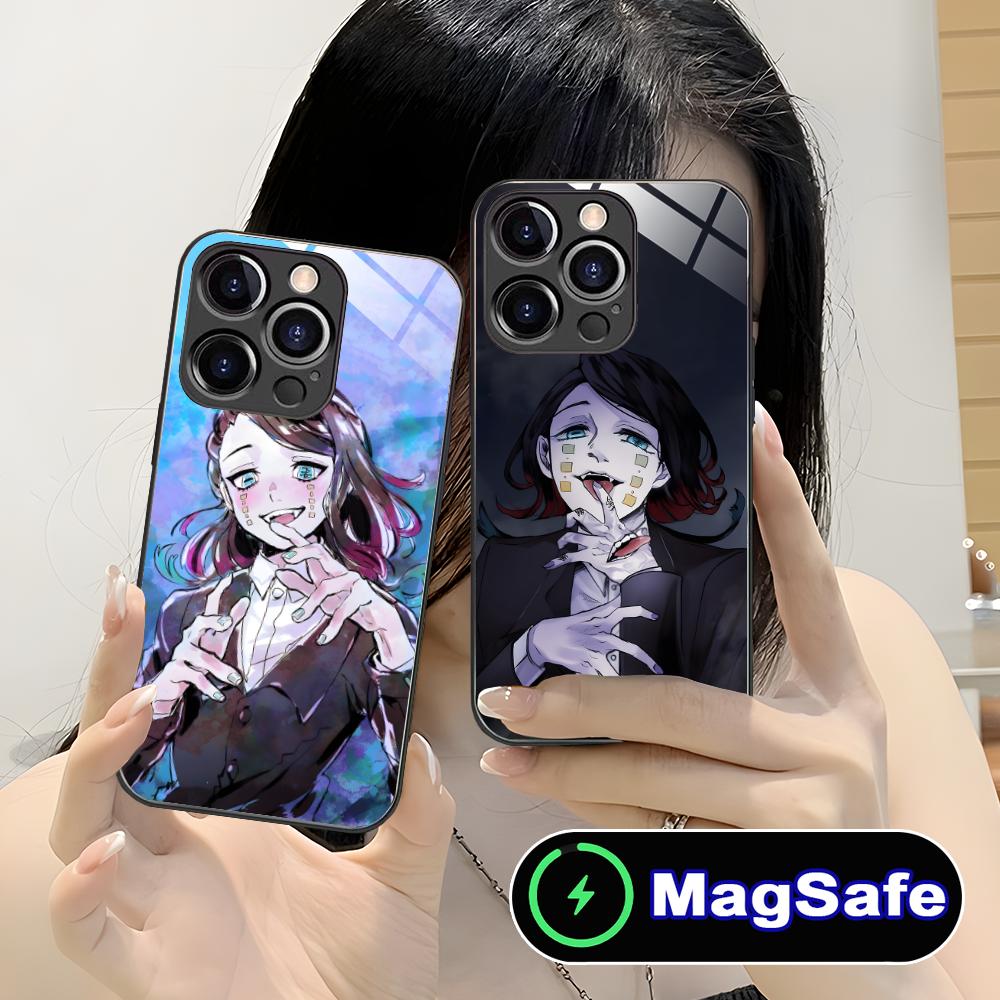 Чехол для телефона Demon Slayer Enmu Tamio для iPhone 16 15 14 13 12 11 Pro Max Plus Mini MagSafe Стеклянный Цветная Печать Роскошный Чехол