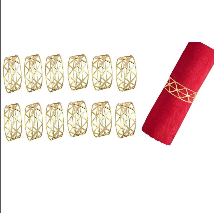 12Pack Gold Metal Napkin Buckle Table Decorative Napkin Ring For Wedding Holiday Christmas