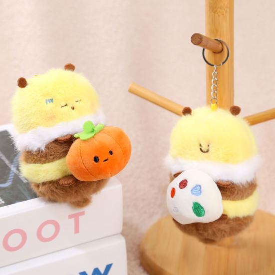 Cute Honey Bee Plush Doll Pendant for Couples Soft Stuffed Animal Keychain Funny Birthday