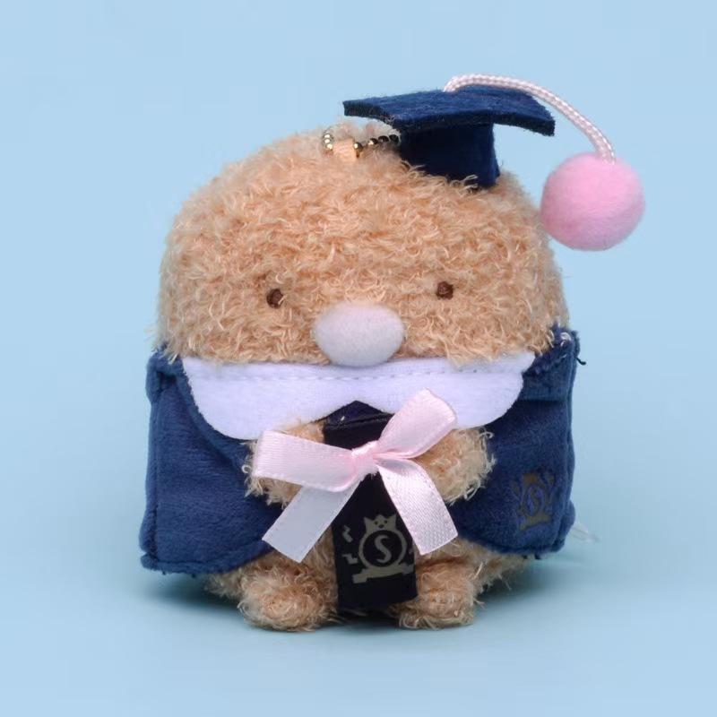 Плюшевый брелок Sumikkogurashi в стиле академической мантии, милый пингвин, подвеска для сумки, кавайные жареные креветки, мягкие аксессуары в подарок