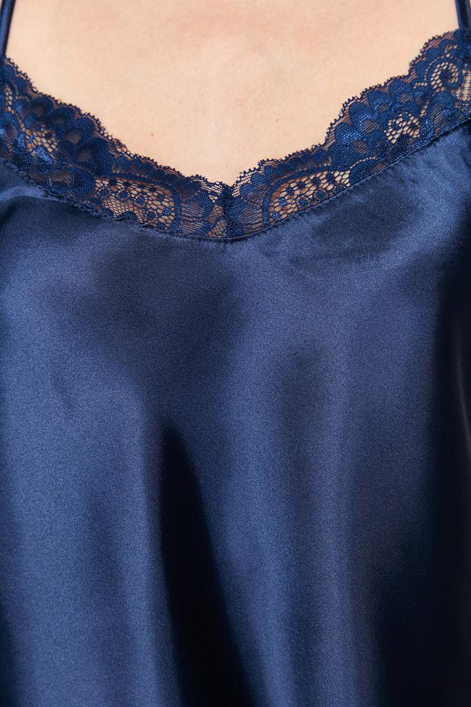 Women's Fashion New Pajama Set Green Lace Detailed Rope Strap Satin Woven Pajama Set