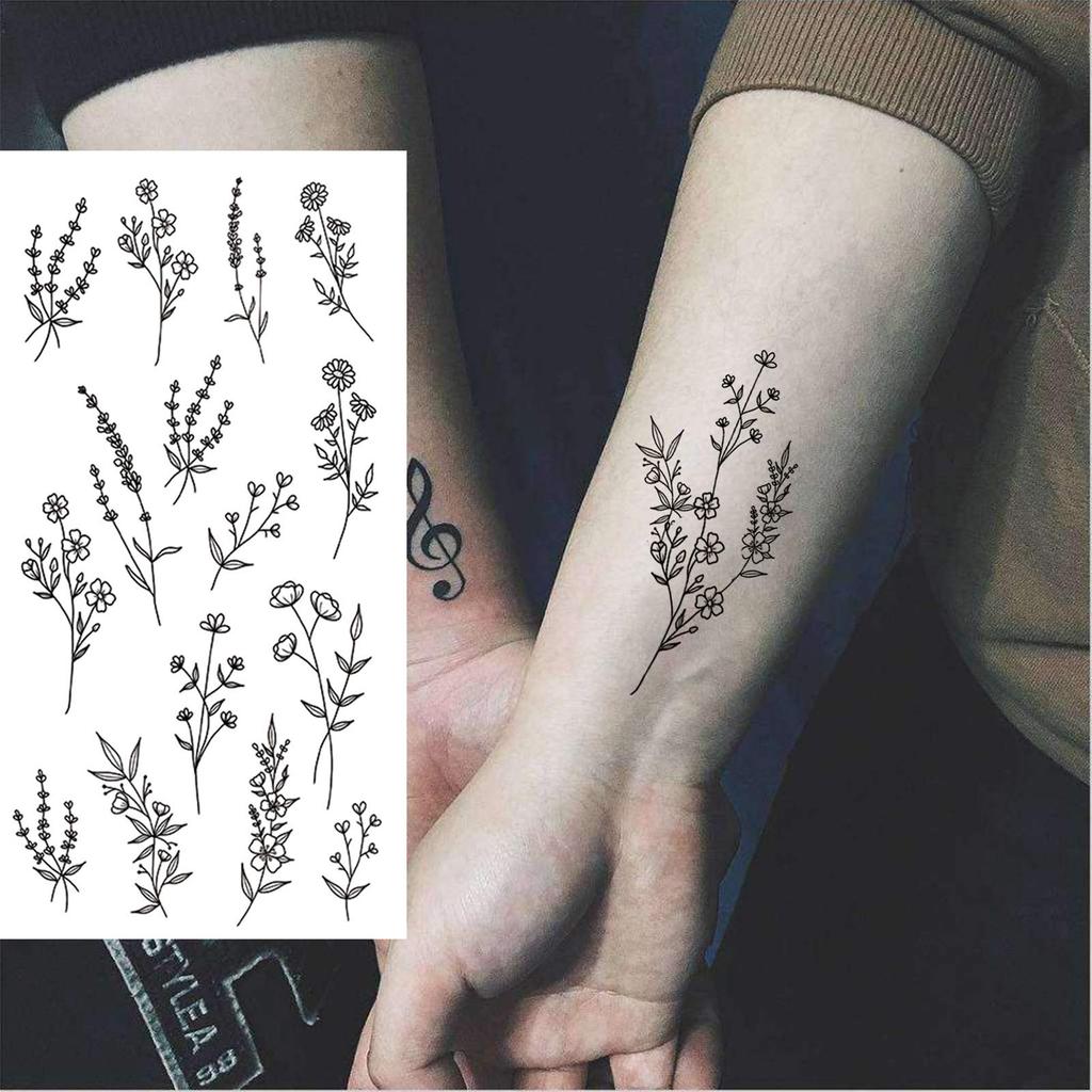 1 Sheet Black Butterfly Temporary Tattoos For Women Adults Fake Water Transfer Letter Tattoo Sticker Neck Hands