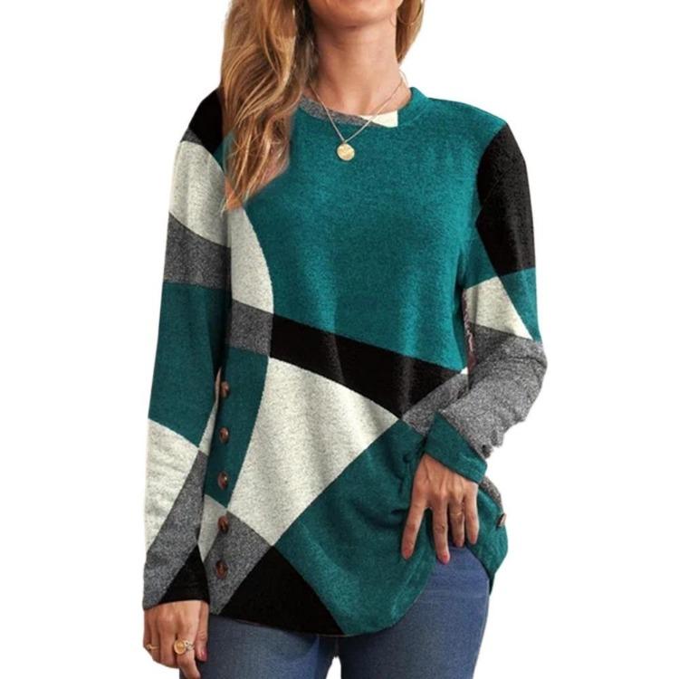 Женская повседневная блузка с длинным рукавом, рубашка с круглым вырезом, модный топ для весны и осени