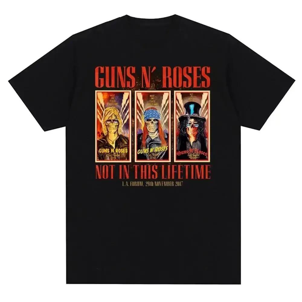 Горячая Распродажа Guns N Roses Классический Постер Графический Принт Футболка Мужчины Женщины Уличная Мода Харадзюку Хлопок Свободный Повседневный Оверсайз Топ Летний Новый Футболка